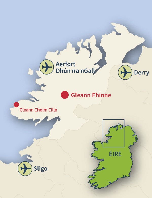 Where to find Glenfin, Co. Donegal.